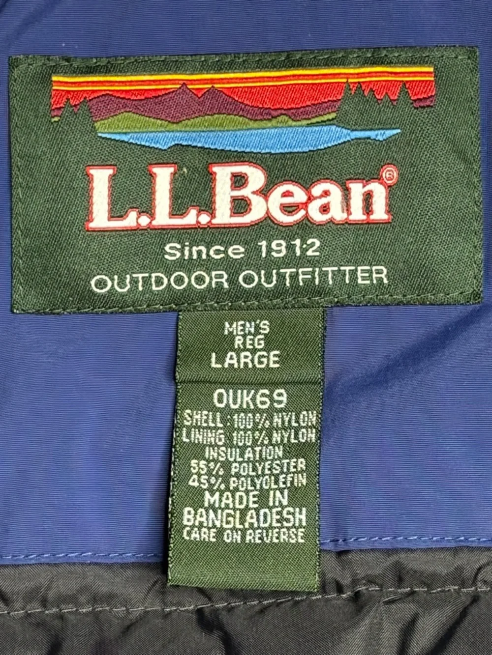 LL Bean Mens Large Insulated Jacket Blue Thinsulate Winter Coat Outdoor Hooded - Picture 5 of 5
